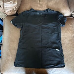 Figs Classic Black V-Neck Scrub Top